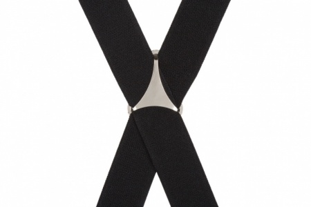 Plain Black Elastic Trouser Braces With Large Clips